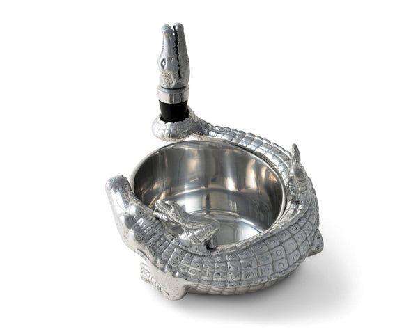 Alligator Wine Coaster & Bottle Stopper Set