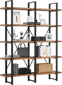 Double Wide 5-Tier Industrial Bookshelf