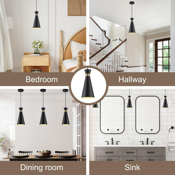 Mini Pendant Lights for Kitchen Island – Black Gold & White