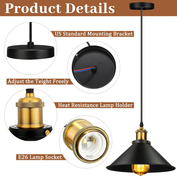 Black Industrial Dome Pendant Light Set of 12