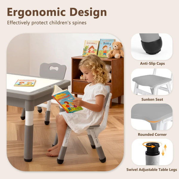 Kids Activity Table & 2 Chairs Set