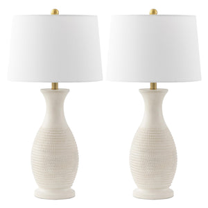 Contemporary Polyresin Table Lamp Set of 2 with LED Bulbs – 30 Inch