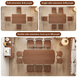 Solid Wood Extendable Dining Table 47" to 71" | Seats 4 to 10 | Walnut
