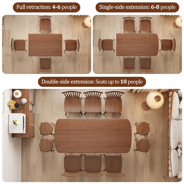 Solid Wood Extendable Dining Table 47" to 71" | Seats 4 to 10 | Walnut