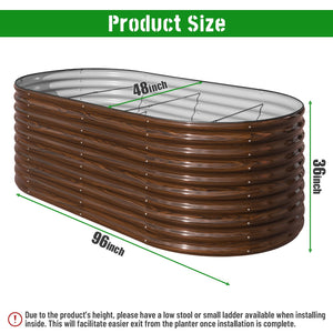 Galvanized Metal Raised Garden Bed with Safety Edge & Open Base