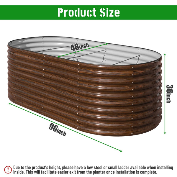 Galvanized Metal Raised Garden Bed with Safety Edge & Open Base