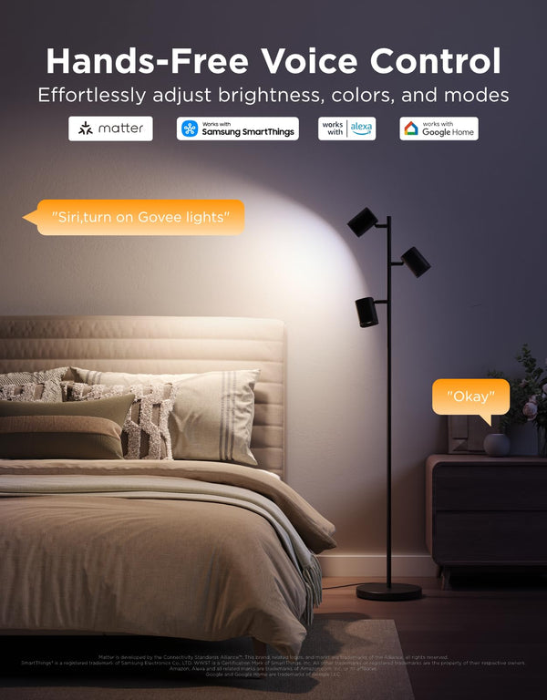 Triple-Head LED Tree Floor Lamp with Smart Controls