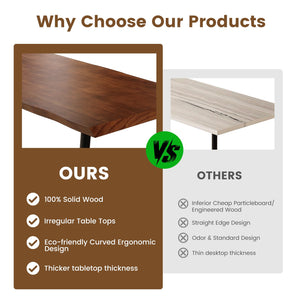 55-Inch Solid Wood Live Edge Desk with Metal Frame
