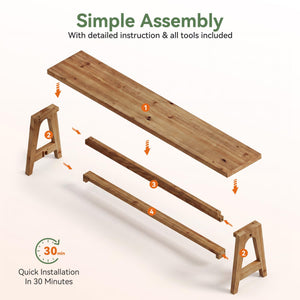 Solid Wood Entryway Bench 63"