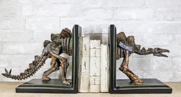 Stegosaurus Dinosaur Fossil Skeleton Bookends Set