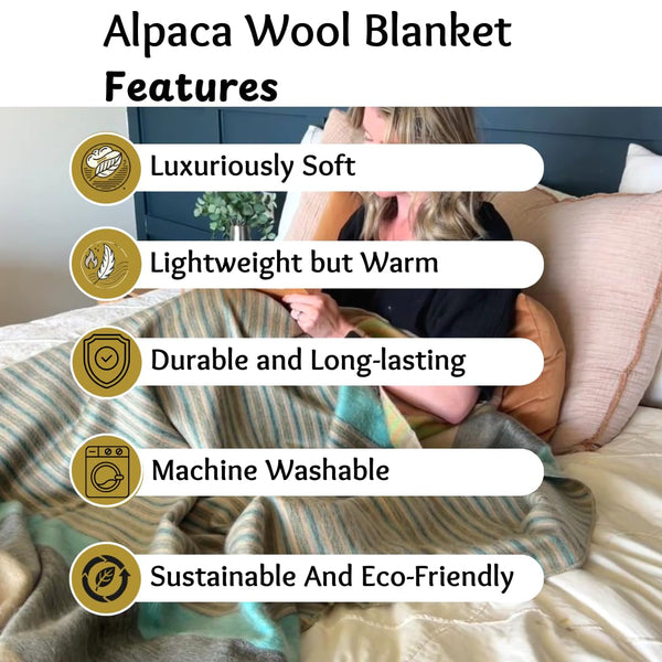 Alpaca Wool Throw Blanket – Soft, Lightweight & Hypoallergenic