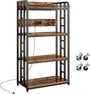 4-Tier Microwave Cart with Power Outlet & Wheels