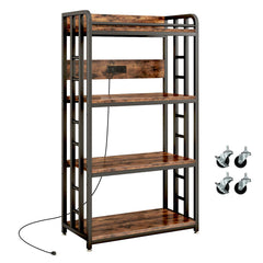 4-Tier Kitchen Baker's Rack with Power Outlet & Wheels