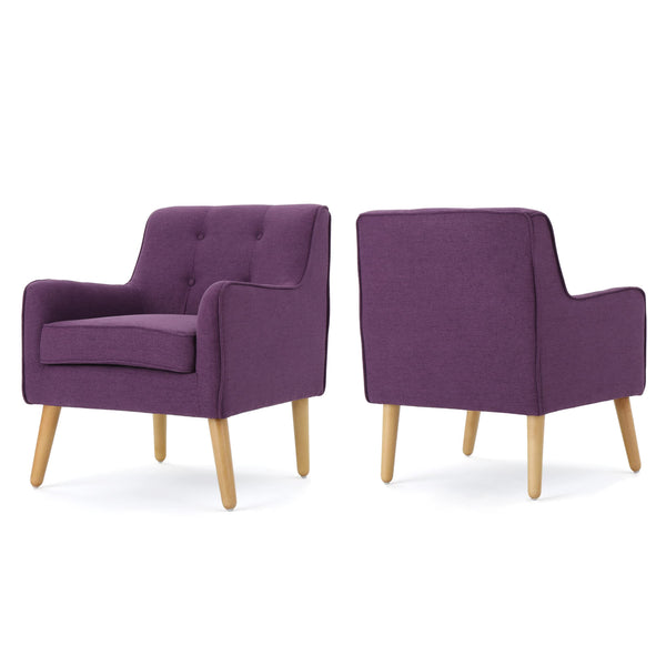 Mid-Century Fabric Arm Chairs, Set of 2 – Purple