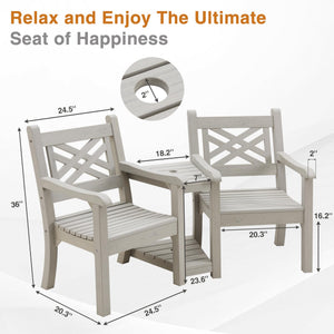 Outdoor Poly Lumber Loveseat with Center Table & Umbrella Hole