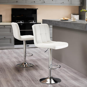 Counter Height Bar Stools with Metal Base & PU Leather Seat