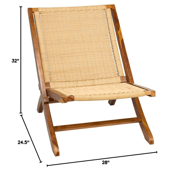 Teak Rattan Foldable Lounge Chair