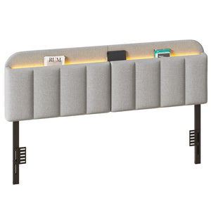 Upholstered Headboard with LED Lighting & Storage