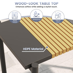 Metal Outdoor Bar Table with Adjustable Footrest