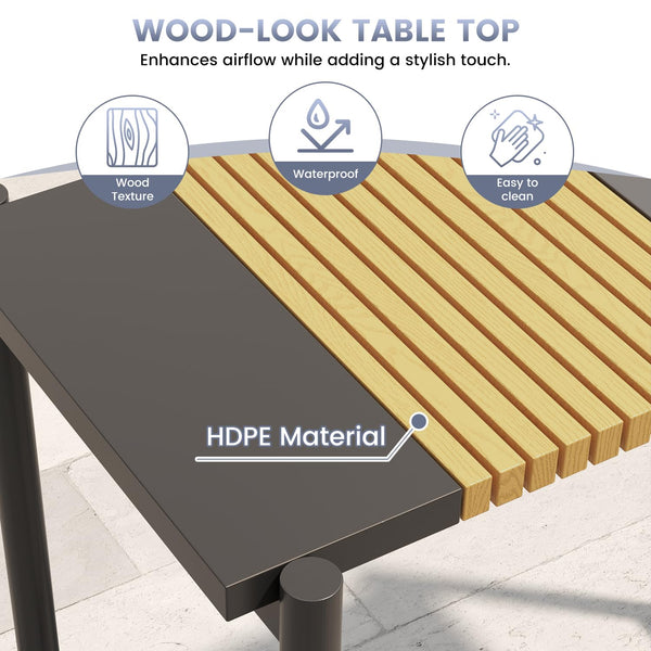 Metal Outdoor Bar Table with Adjustable Footrest