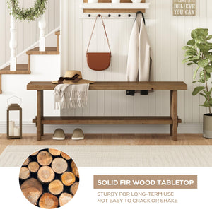Solid Wood Farmhouse Entryway Bench