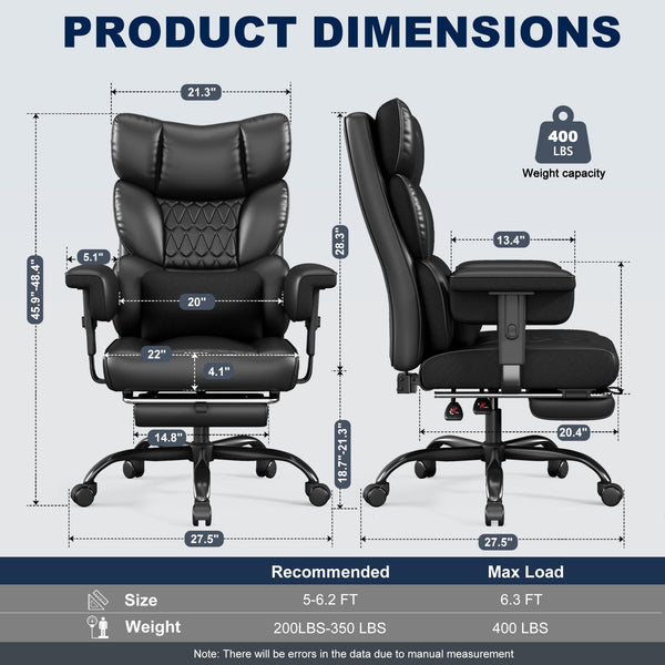 High Back Executive Office Chair with Footrest