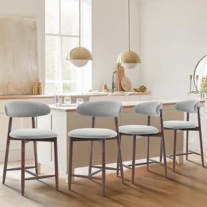 Upholstered Counter Height Bar Stools with Wood Legs