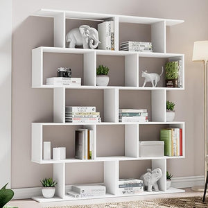 5-Tier S-Shaped Bookshelf with Room Divider