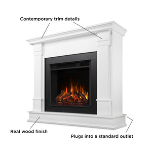 48" Electric Fireplace with Mantel – White