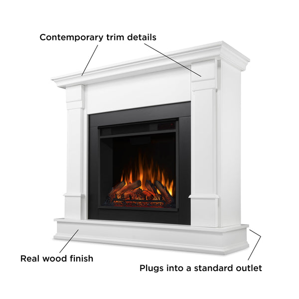 48" Electric Fireplace with Mantel – White