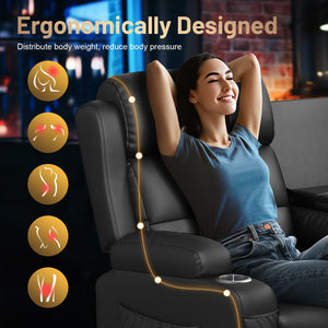 2-in-1 Convertible Recliner Loveseat Sofa with Massage & LED Lights