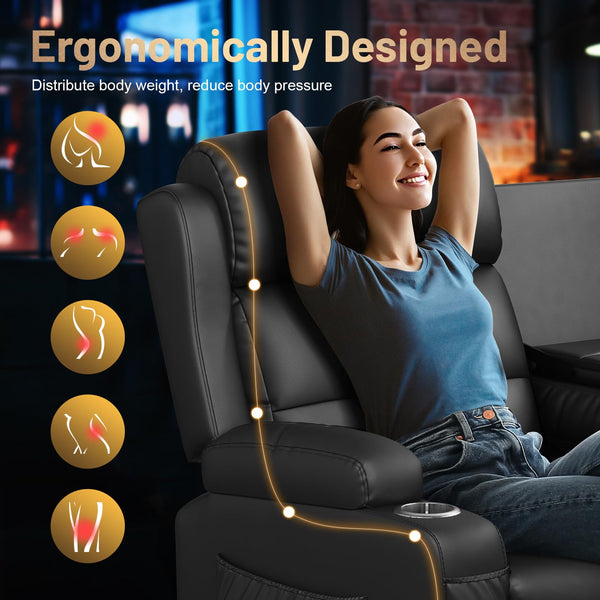 2-in-1 Convertible Recliner Loveseat Sofa with Massage & LED Lights