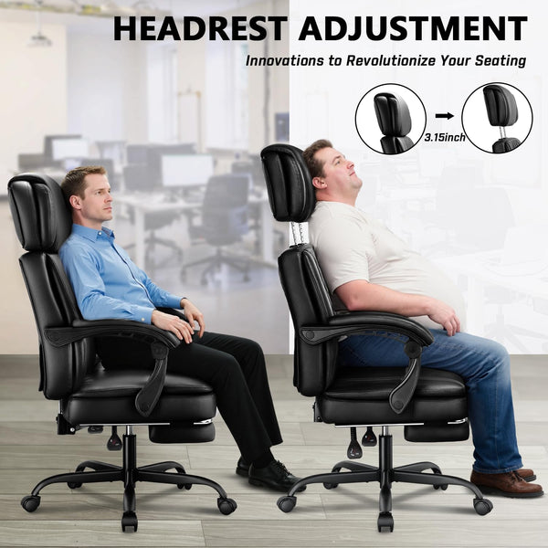 400lbs Big & Tall Executive Office Chair with Footrest