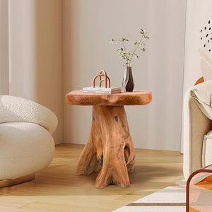 Live Edge Cedar Side Table with Waterproof Top