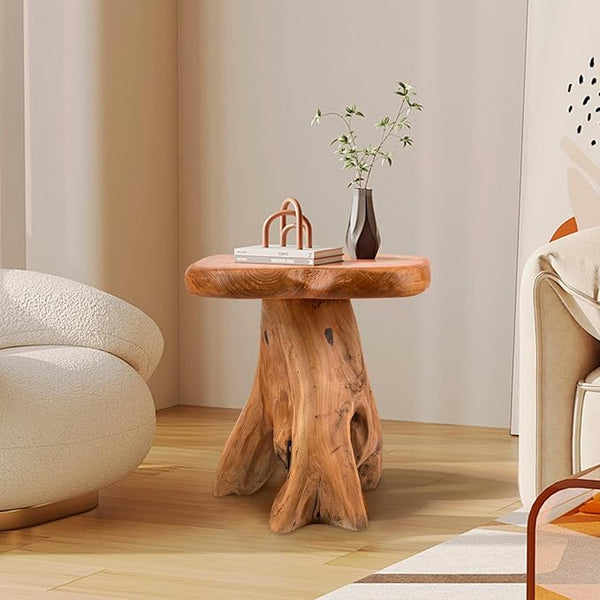 Live Edge Cedar Side Table with Waterproof Top