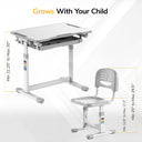 Kids Height-Adjustable Desk and Chair Set with Pencil Drawer