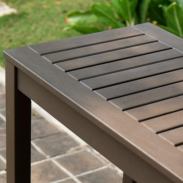 Solid Wood Outdoor Console Table – Dark Brown