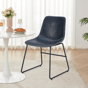 Faux Leather Dining Chairs Set of 2 with Metal Legs