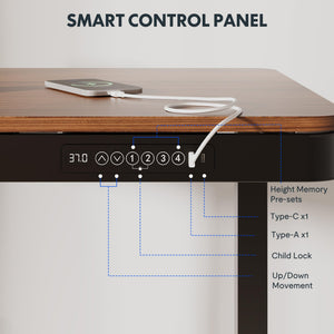 55-Inch Electric Standing Desk with Drawer & USB Charging