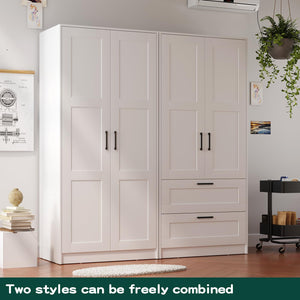 Freestanding Wardrobe Closet with 2 Doors & Drawers