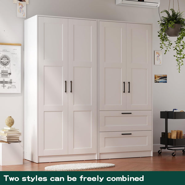 Freestanding Wardrobe Closet with 2 Doors & Drawers