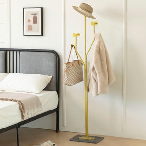Tree-Shaped Metal Coat Rack with Marble Base – 8 Hooks, 68.9" Tall