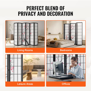 Cherry Blossom Japanese Room Divider Screen – Folding Wood Privacy Panel