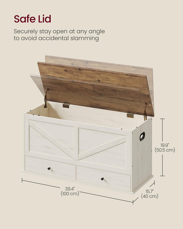 Farmhouse Storage Bench with 2 Fabric Drawers