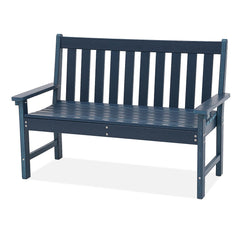 HDPE Outdoor Garden Bench – 2-Person Patio Seat with Faux Wood Grain
