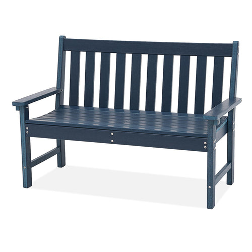 HDPE Outdoor Garden Bench – 2-Person Patio Seat with Faux Wood Grain
