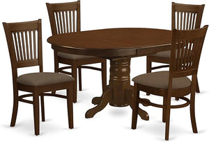 7-Piece Oval Dining Table Set with Butterfly Leaf & 6 Upholstered Chairs
