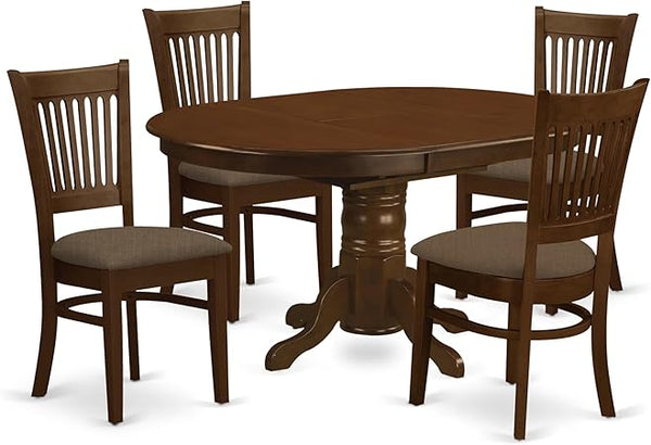 7-Piece Oval Dining Table Set with Butterfly Leaf & 6 Upholstered Chairs