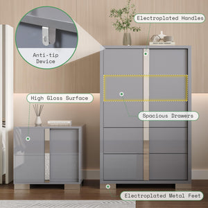 4-Piece Bedroom Dresser Set with High Gloss UV Finish