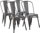 Stackable Metal Dining Chairs Set of 4